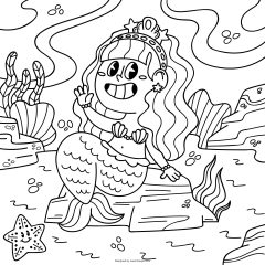 Ilustracion Libro Colorear Sirena Dibujada Mano 23 2150130835