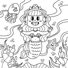 Ilustracion Libro Colorear Sirena Dibujada Mano 23 2150130839