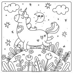 Ilustracion Libro Colorear Unicornio Dibujado Mano 23 2150099366
