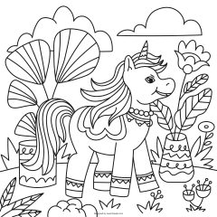 Ilustracion Libro Colorear Unicornio Dibujado Mano 23 2150101494